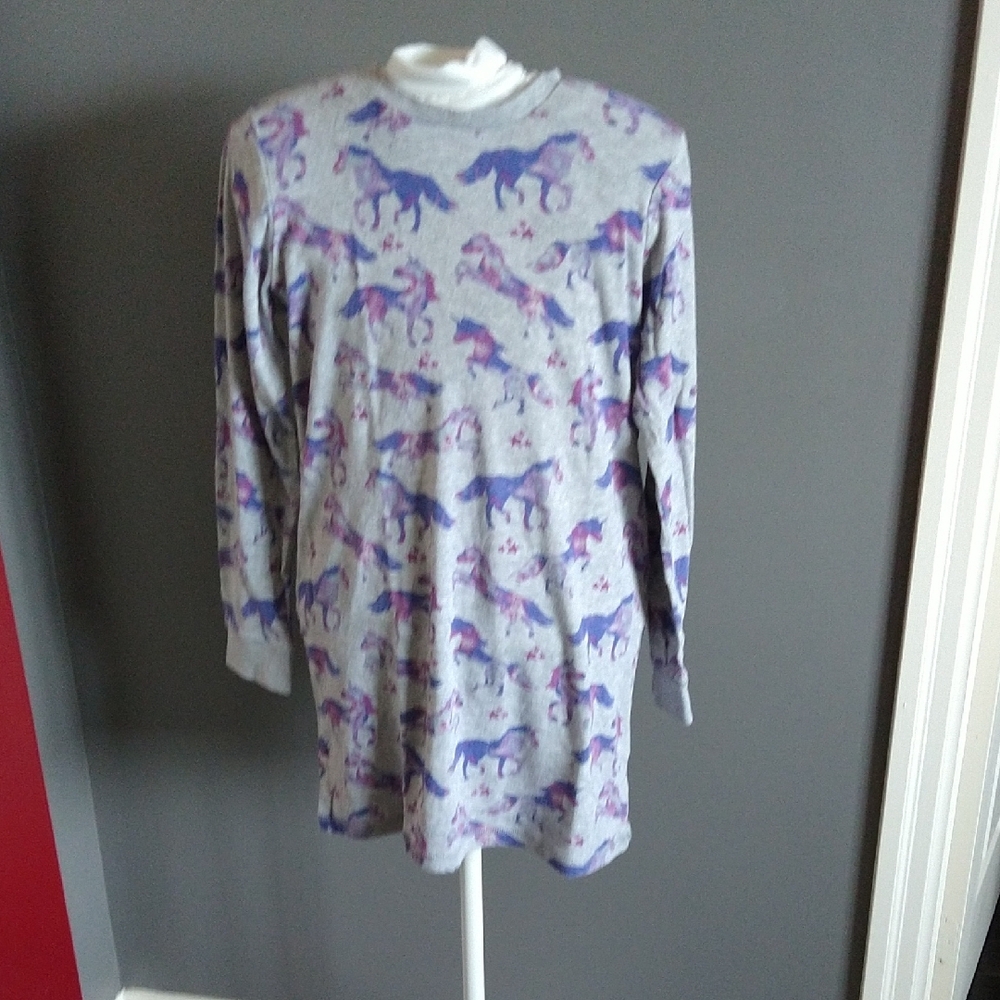 Girls Unicorn Print Long Sleeve Nightgown